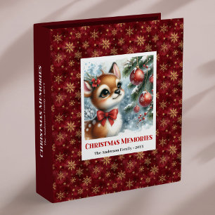 Cute baby fawn winter scene kids memory album 3 ring binder