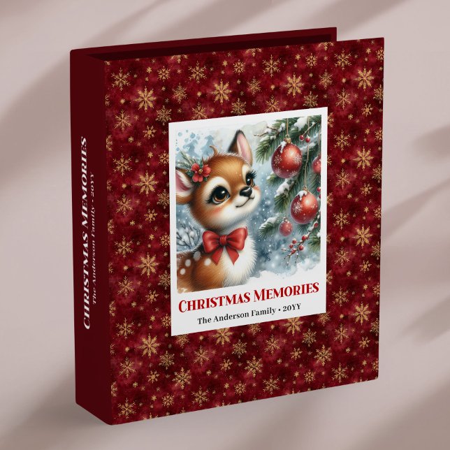 Cute baby fawn winter scene kids memory album 3 ring binder (Cute baby fawn winter scene kids memory album)