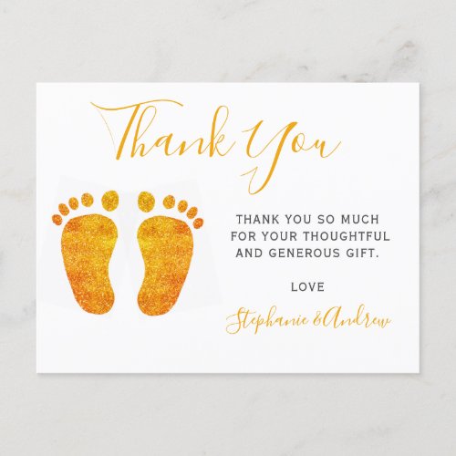 Cute Baby Feet Baby Shower Thank You  Postcard