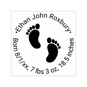 Cute Baby Feet Birth Announcement Details Self-inking Stamp