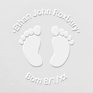 Cute Baby Feet Birth Announcement Name Birth Date Embosser