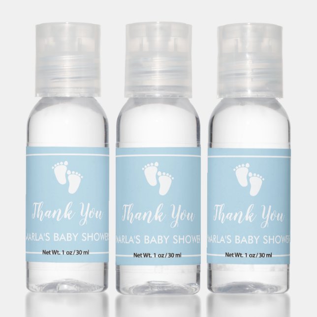 Cute Baby Feet Blue Baby Shower Favor Hand Sanitizer (Set)