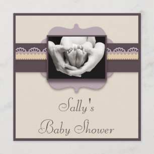 Cute Baby Feet Photo Elegant Neutral Baby Shower Invitation