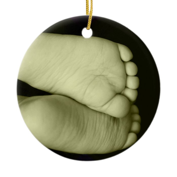 Cute Baby Feet  Unisex Yellow Baby Christmas Ornament