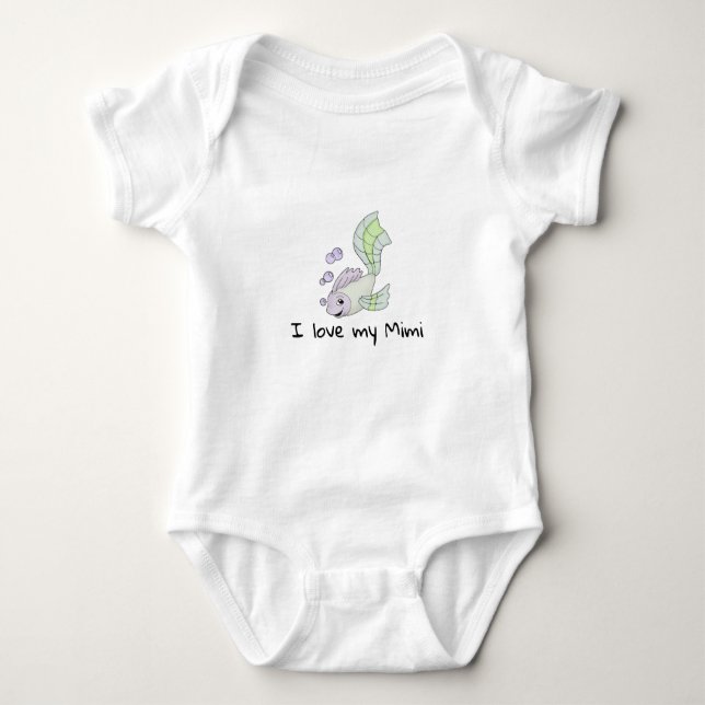 Cute Baby Fish I Love my Mimi Baby Bodysuit (Front)