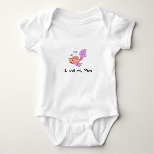Cute Baby Fish I Love my Mimi Baby Bodysuit
