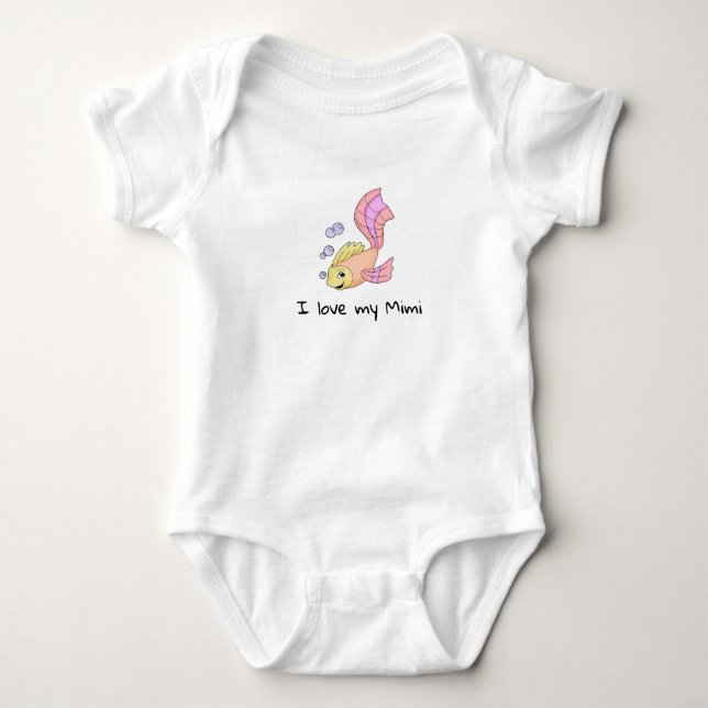 Cute Baby Fish I Love my Mimi Baby Bodysuit (Front)