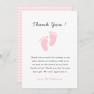 Cute Baby footprint Baby girl shower Thank You Card