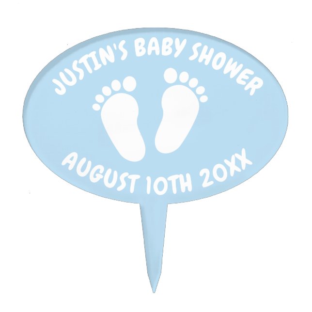 Cute baby footprints babyshower party cake topper (Front)