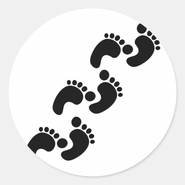cute baby footprints classic round sticker (Front)