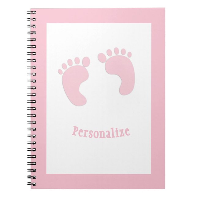 Cute Baby Footprints Infant Girl Pink Tiny Feet Notebook (Front)