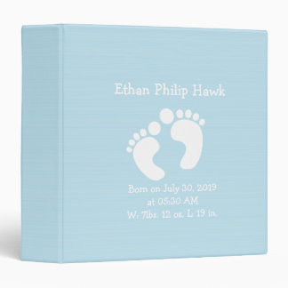 Cute Baby Footprints Personalized Birth Record Binder