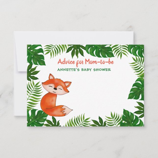 Cute Baby Fox | Baby Shower | Advice For Mom-To-Be Invitation (Front)