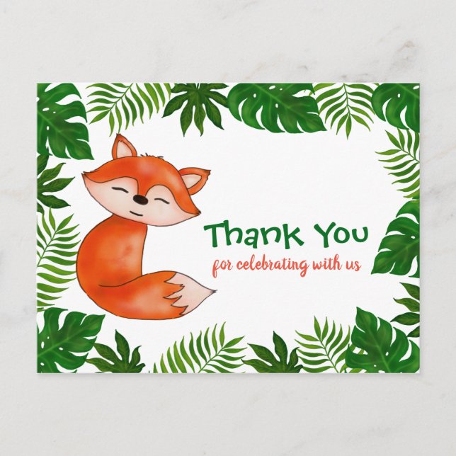 Cute Baby Fox | Baby Shower | Thank You Postcard (Front)