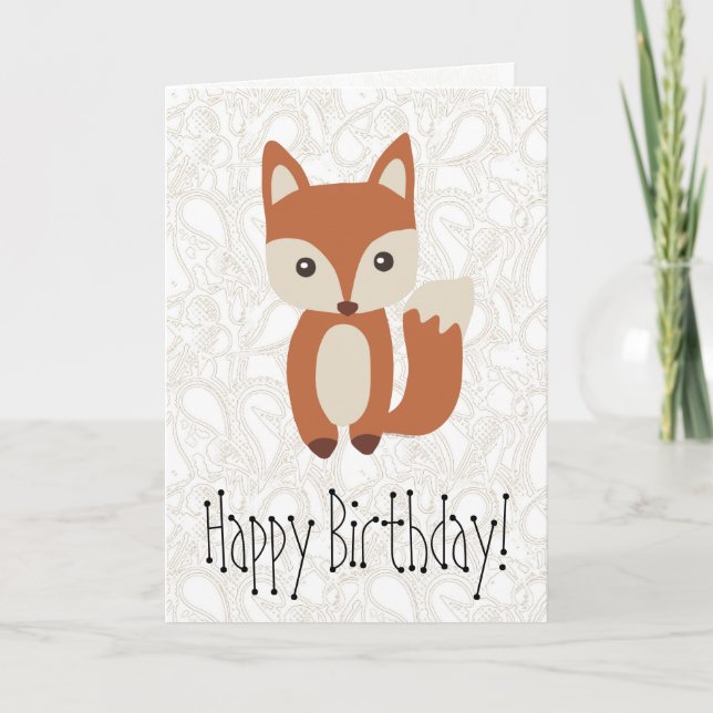 Cute Baby Fox Birthday Greeting Card (Front)