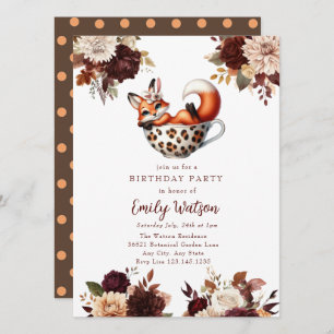 Cute Baby Fox   Birthday Tea Party Invitation