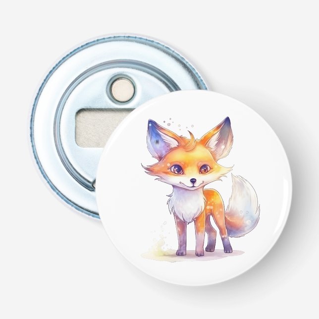 Cute Baby Fox Button Bottle Opener (Front)