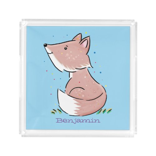 Cute baby fox cartoon illustration acrylic tray