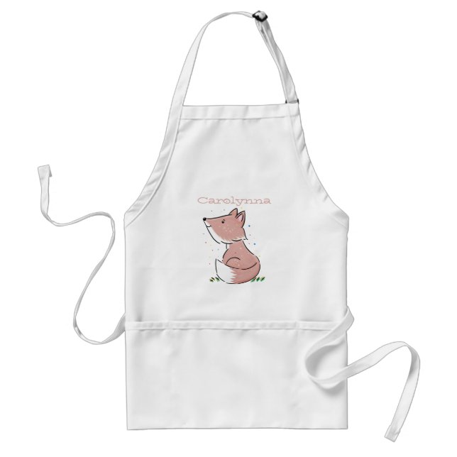 Cute baby fox cartoon illustration adult apron (Front)