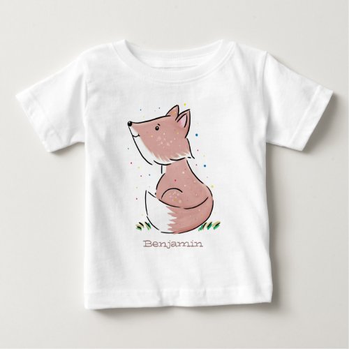 Cute baby fox cartoon illustration baby T_Shirt