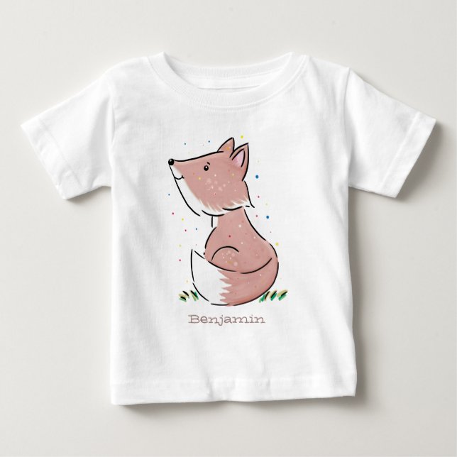 Cute baby fox cartoon illustration baby T-Shirt (Front)