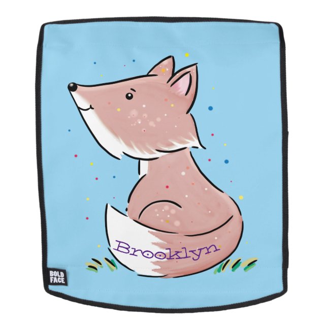 Cute baby fox cartoon illustration backpack (Removable Face)