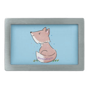 Cute baby fox cartoon illustration belt buckle
