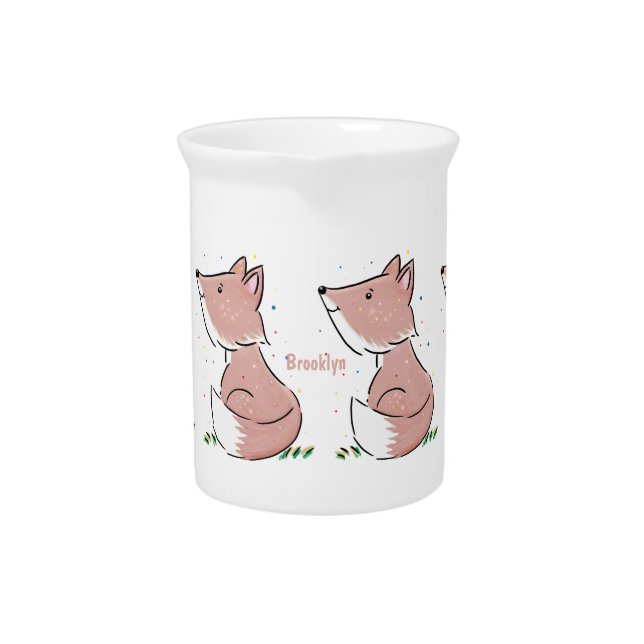 Cute baby fox cartoon illustration beverage pitcher (Front)