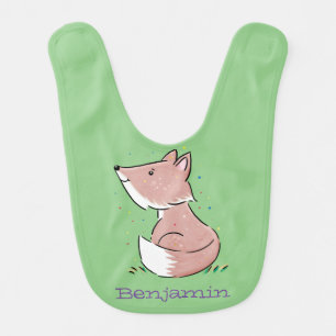 Cute baby fox cartoon illustration bib