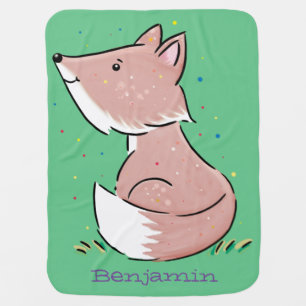 Cute baby fox cartoon illustration blanket