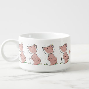 Cute baby fox cartoon illustration bowl