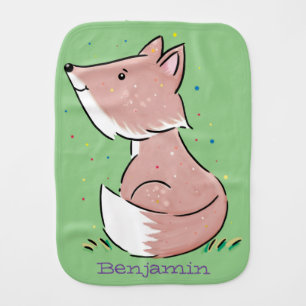 Cute baby fox cartoon illustration burp cloth