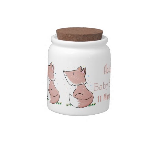 Cute baby fox cartoon illustration candy jar