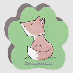 Cute baby fox cartoon illustration car magnet