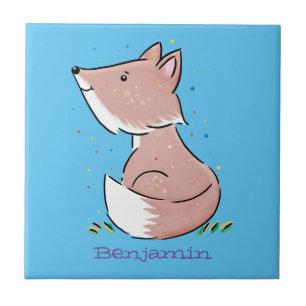 Cute baby fox cartoon illustration ceramic tile