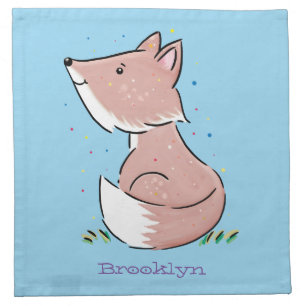 Cute baby fox cartoon illustration cloth napkin