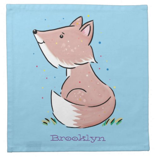Cute baby fox cartoon illustration cloth napkin