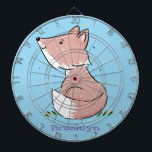 Cute baby fox cartoon illustration dart board<br><div class="desc">Our cute brown fox is happy and fun. Drawn in whimsical watercolour illustration style for happy days!</div>