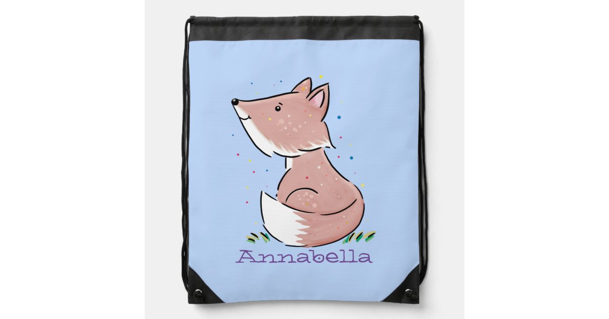 Download Cute Baby Fox Cartoon Illustration Drawstring Bag Zazzle Com