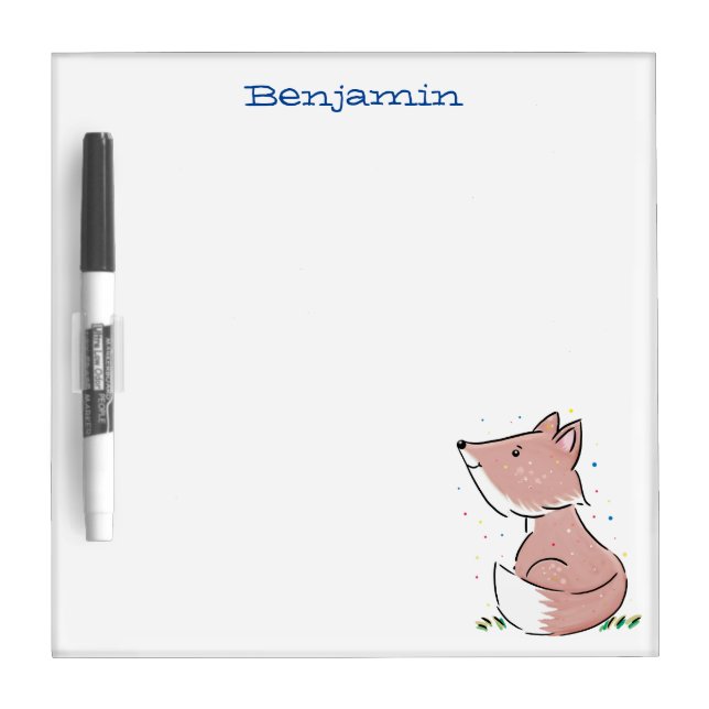 Cute baby fox cartoon illustration dry erase board (Front)