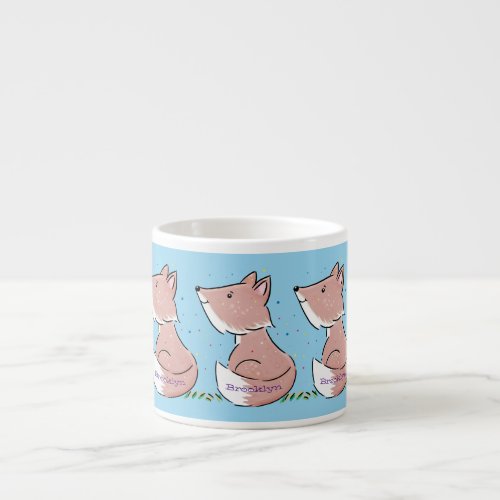 Cute baby fox cartoon illustration espresso cup