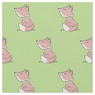 Cute baby fox cartoon illustration fabric