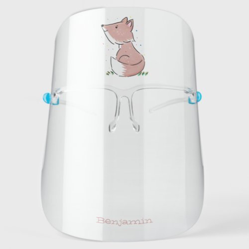 Cute baby fox cartoon illustration  face shield