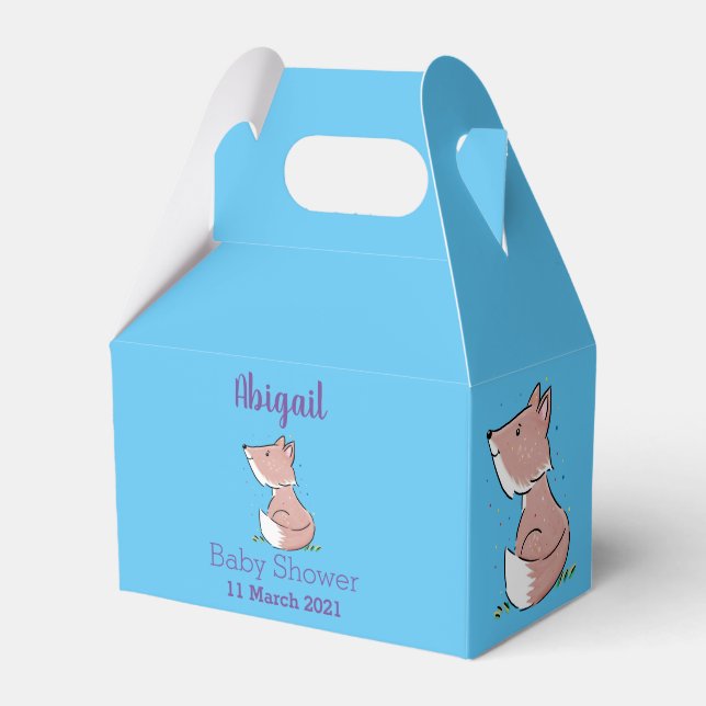 Cute baby fox cartoon illustration favor boxes (Front Side)