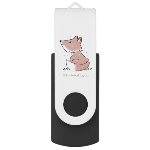 Cute baby fox cartoon illustration flash drive