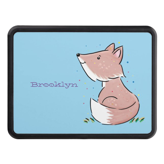 Cute baby fox cartoon illustration hitch cover (Front)