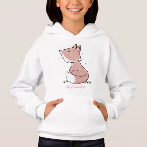 Cute baby fox cartoon illustration hoodie