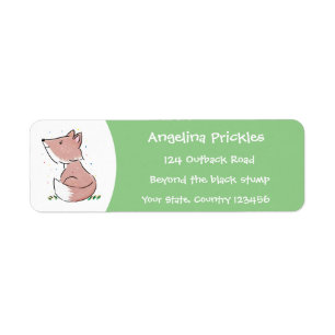 Cute baby fox cartoon illustration label