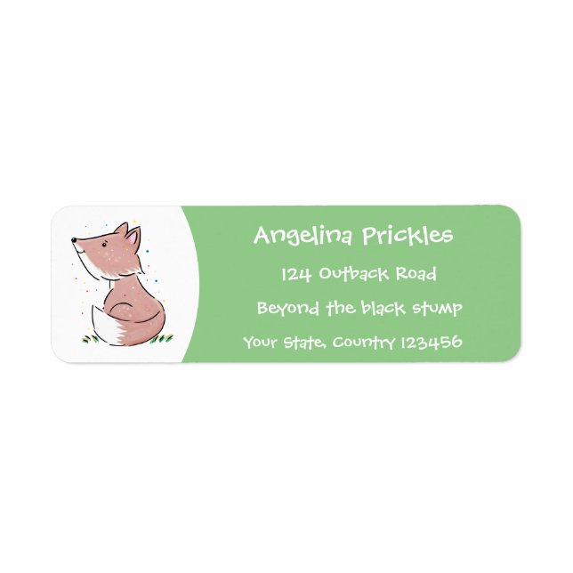 Cute baby fox cartoon illustration label (Front)