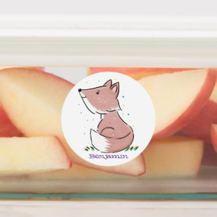 Cute baby fox cartoon illustration labels